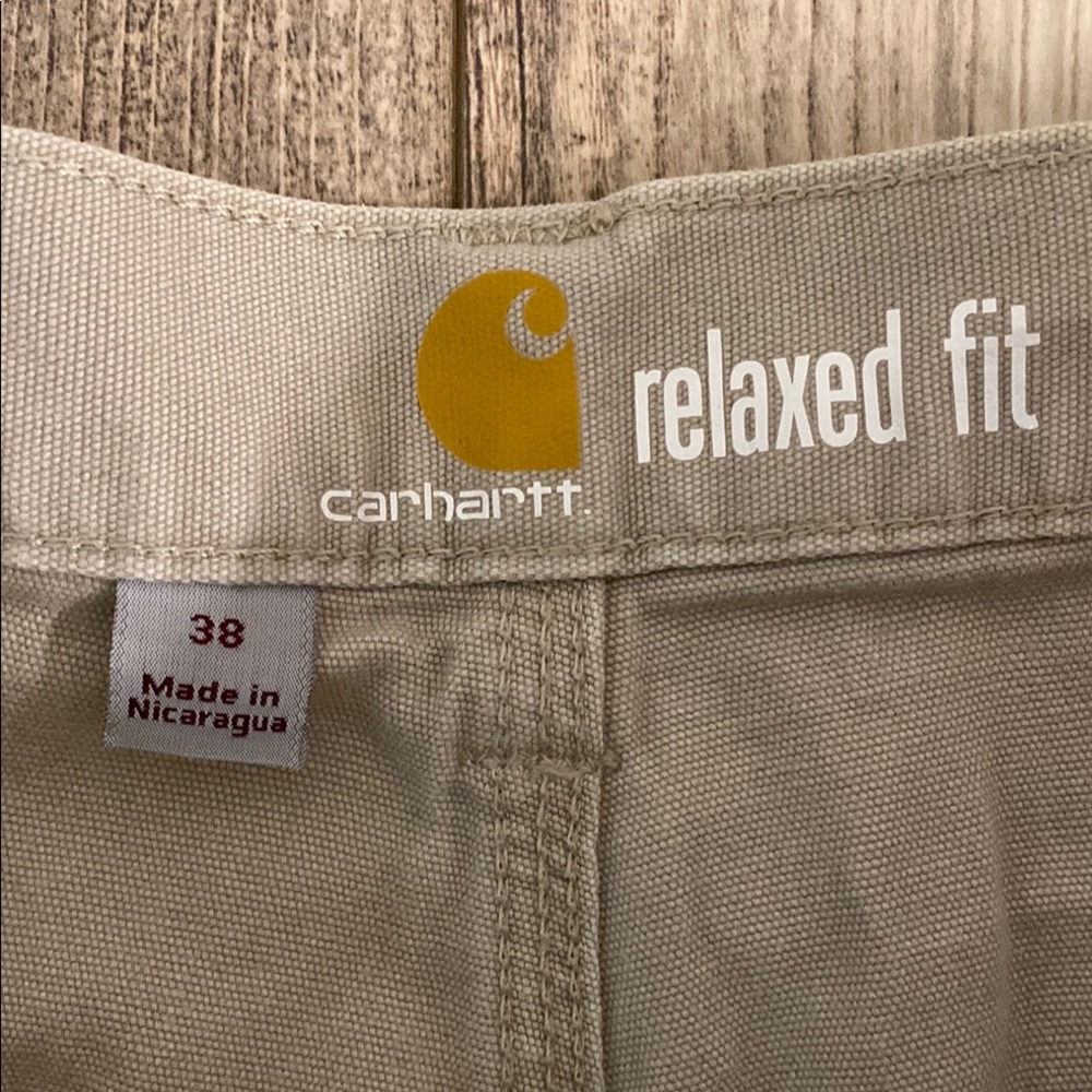 Carhartt Tan Flat Front Shorts Versatile Summer Essential - Picture 2 of 9